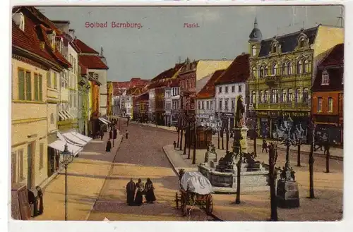 40745 Feldpost Ak Solbad Bernburg Markt 1917