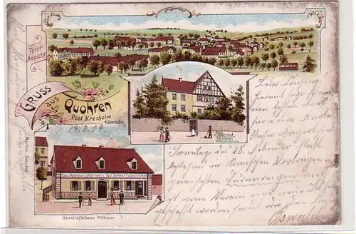 40526 Ak Lithographie Gruß aus Quohren Gasthof 1904
