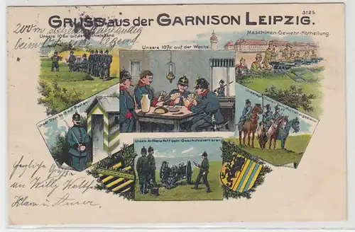 40523 Mehrbild Ak Lithografie Gruss aus der Garnison Leipzig 1914
