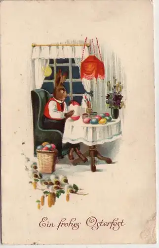 40521 Pâques Ak lapin peint oeufs 1929