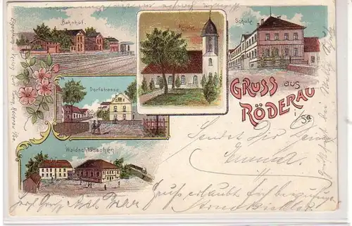 40503 Ak Lithographie Gruß aus Röderau in Sa. 1902