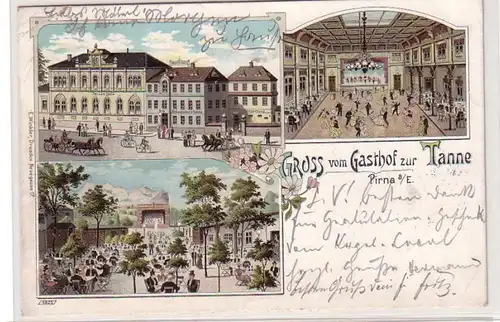 40501 Ak Lithographie Gruß aus Pirna Gasthof 1902