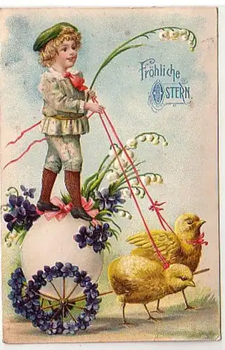 40491 Pâques Prêle Ak Jeune avec une calèche de poussin 1908