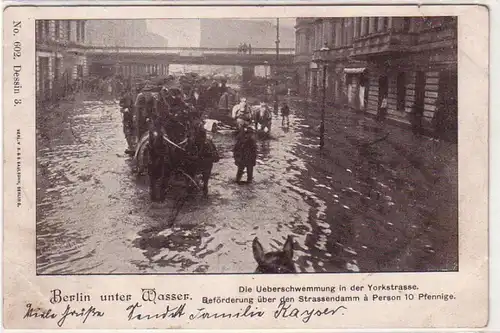 40489 Ak Berlin sous l'eau Inondation de la rue Yorkstrasse 1902