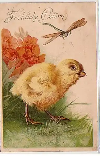 40487 Oster Ak Osterküken und Libelle 1910