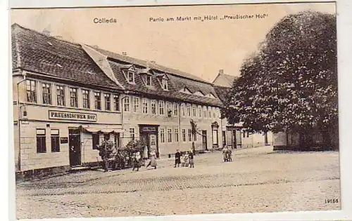 40486 Ak Cölleda Markt mit Hotel "Preußischer Hof" 1909