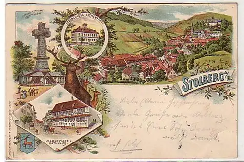 40471 Ak Lithographie Stolberg am Harz 1897