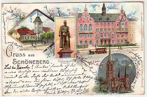40469 Ak Lithographie Salutation de Schöneberg 1897