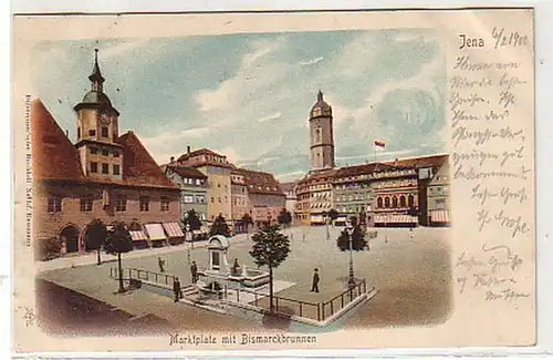 40443 Ak Jena Marktplatz mit Bismarckbrunnen 1900