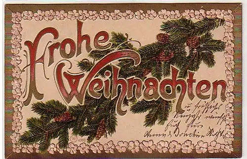 40391 Präge Ak Frohe Weihnachten Tannenzweig 1909