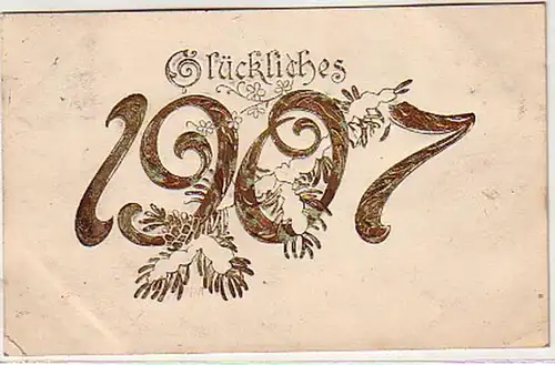 40389 Neujahrs Präge Ak Tannenzweig und Jahreszahl 1907