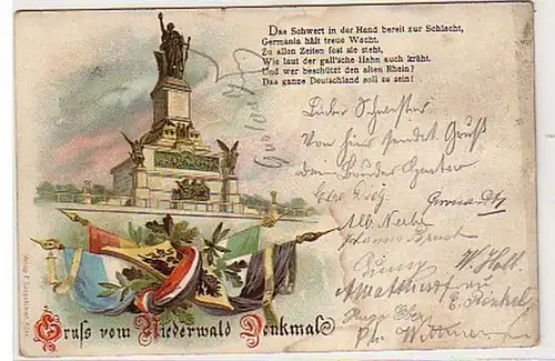 40382 Ak Lithographie Gruß vom Niederwald Denkmal 1899