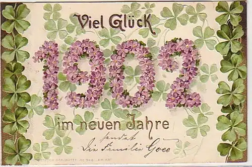 40360 Nouvel An Plage Ak Klee et année 1902