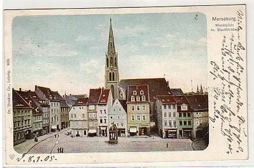 40341 Ak Merseburg Marché avec Église de la ville 1905