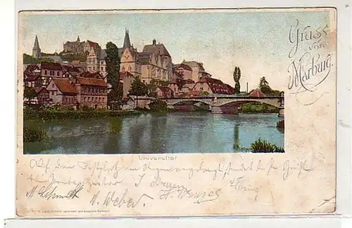 40315 Ak Gruß aus Marburg Universität 1898