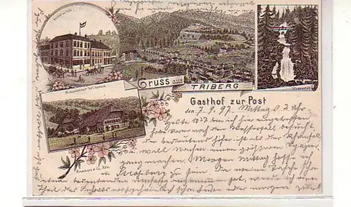 40261 Ak Gruß aus Triberg Gasthof zur Post 1897
