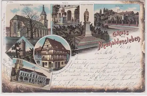 40206 Ak Lithographie Gruß aus Neuhaldensleben 1899
