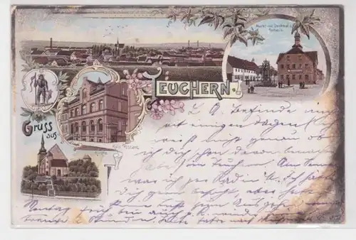 40187 Ak Lithographie Gruß aus Teuchern 1898