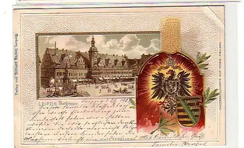 40148 Wappen Präge Ak Leipzig Rathaus 1901