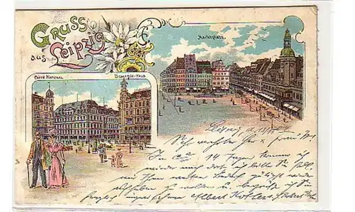 40141 Ak Lithographie Gruss aus Leipzig 1904