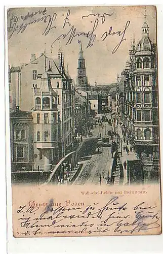 40129 Ak Gruß aus Posen Wallischei Brücke 1901