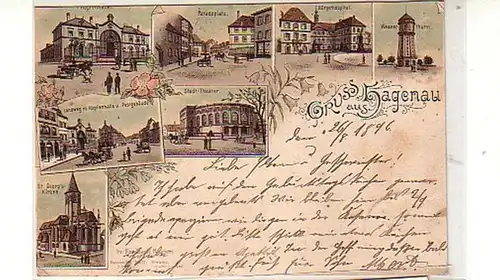 40115 Ak Lithographie Salutation de Hagenau 1896