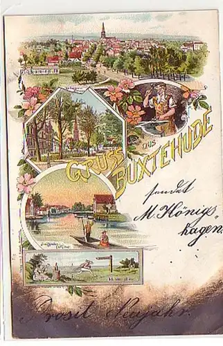 40109 Ak Lithographie Salutation de Buxtehude 1899