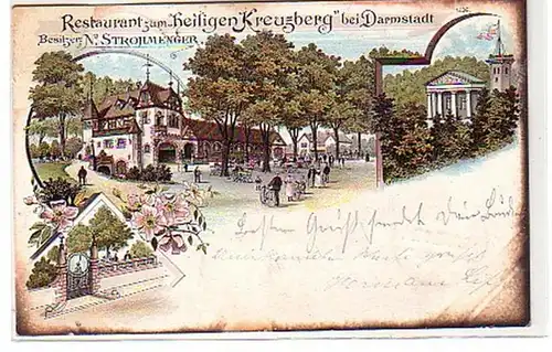 40106 Ak Lithographie Gruss aus Darmstadt 1899