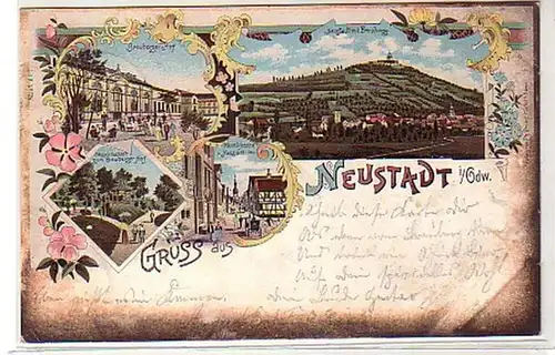 40102 Ak Lithographie Salutation de la nouvelle ville Odenwald 1899
