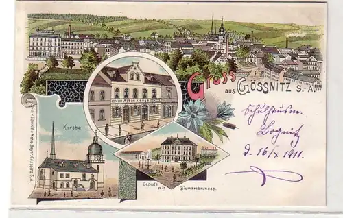 40088 Ak Lithographie Gruß aus Gössnitz S.-A. 1911