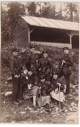 40073 Foto Ak Bergmänner & frauen im Erzgebirge um 1920