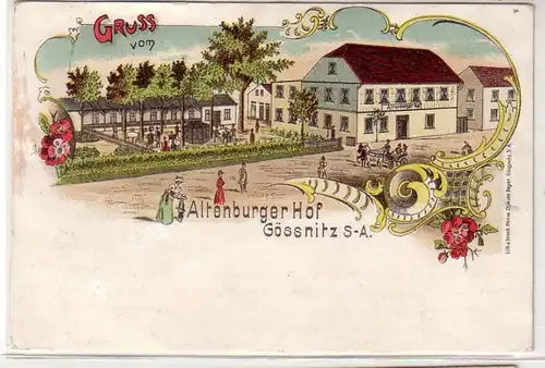 40046 Ak Lithographie Gruß aus Gössnitz S.-A. 1900
