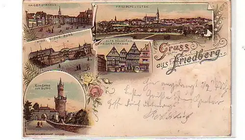 40023 Ak Lithographie Gruss de Friedberg 1897