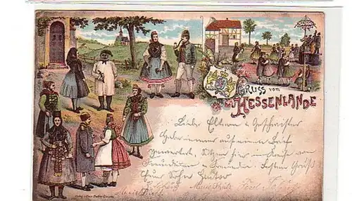 40022 Ak Lithographie Gruss vom Hessenlande 1897