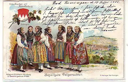40018 Ak Bayerische Volksschönen Uettingen 1906