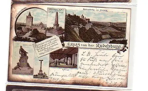 40016 Ak Lithographie Gruß von der Rudelsburg 1898
