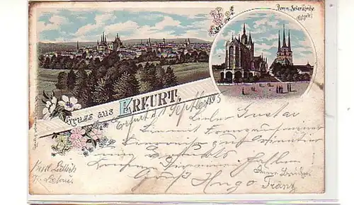 40011 Ak Lithographie Gruß aus Erfurt 1895