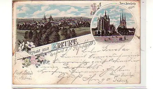 40011 Ak Lithographie Salutation de Erfurt 1895