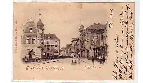 40005 Ak Gruß aus Buxtehude Lange Strasse 1900