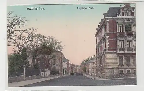 39971 Ak Meerane in Sa. Leipziger Straße um 1910