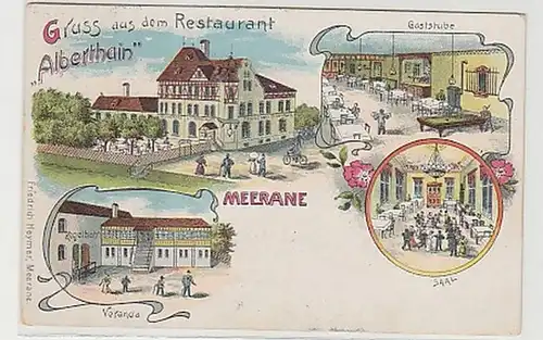 39970 Ak Litho Gruss aus Meerane Restaurant 1906
