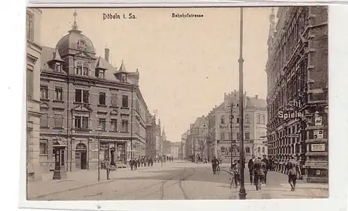 39787 Ak Döbeln in Sachsen Bahnhofstraße um 1920