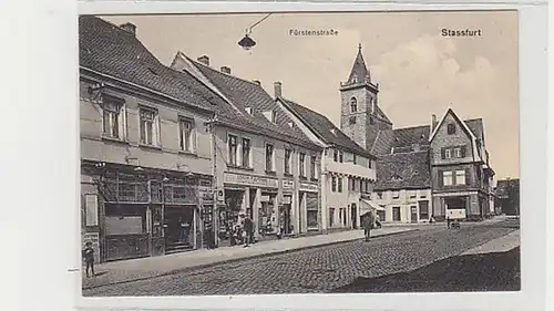 39761 Ak Stassfurt Fürstenstraße avec des magasins vers 1910