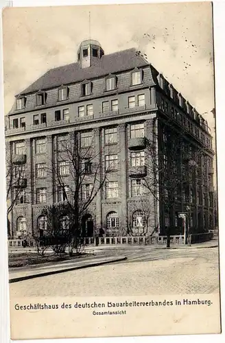 39759 Ak Businesshaus de l'association allemande des ouvriers du bâtiment à Hambourg 1917