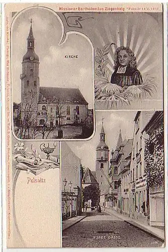 39719 Ak Pulsnitz Kirche und kurze Gasse um 1910