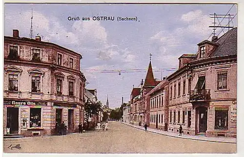 39717 Ak Gruß aus Ostrau (Sachsen) Straßenansicht 1920