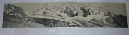 3966/3 carte pliante panoramique de la Schaubach Hütte Tyrol du Sud vers 1910