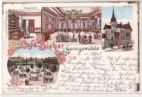 39578 Ak Lithographie Gruß aus Geringswalde Café 1901