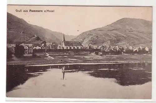 39570 Ak Gruß aus Pommern an der Mosel Totalansicht 1918