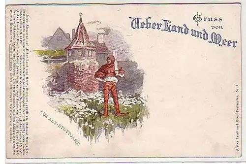 39562 Ak Gruß von Über Land und Meer aus Stuttgart 1910